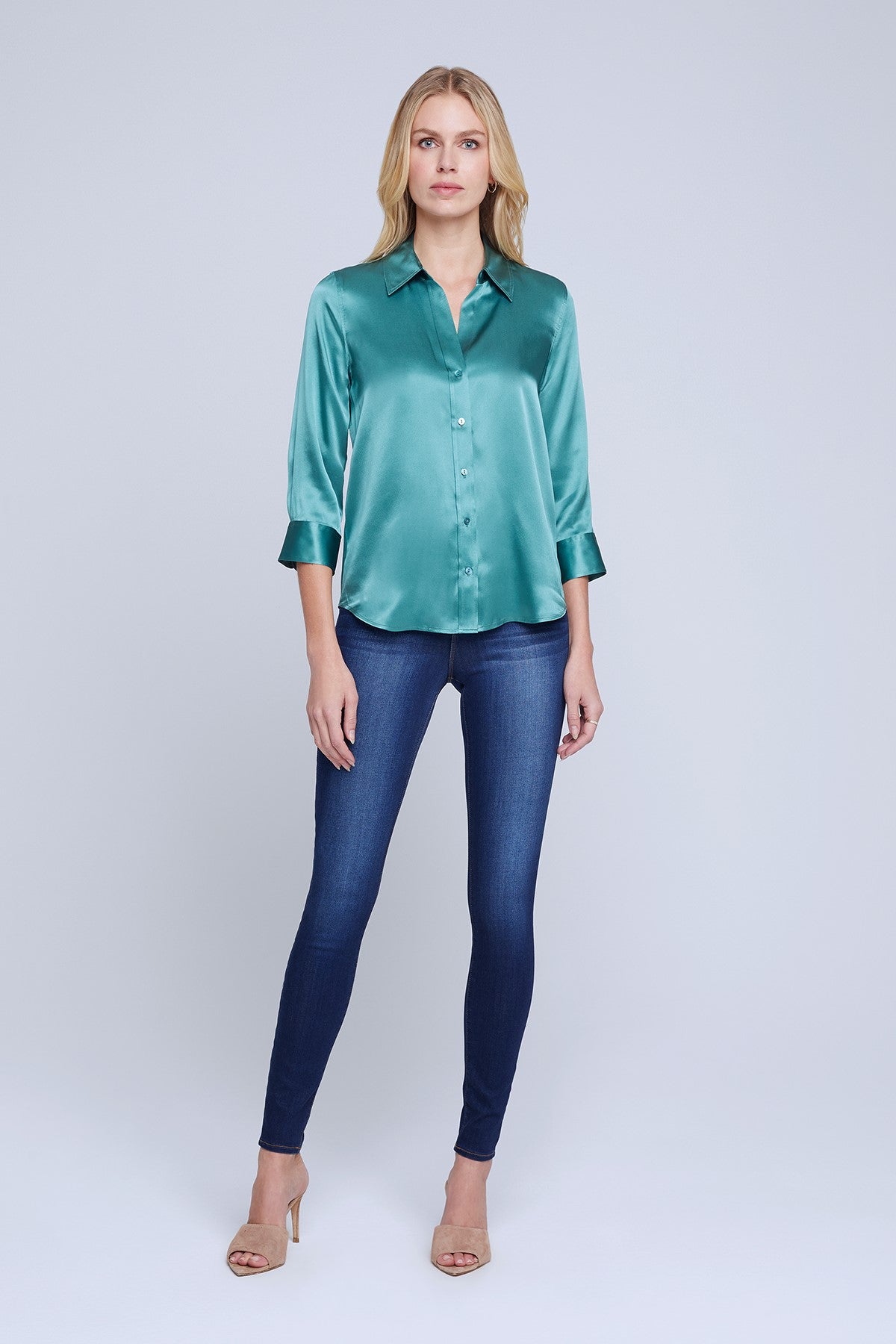 L'Agence Women's Dani 3/4 Sleeve Blouse - Elegant Flowy Top for Work, Office & Casual Outfits | Perfect for Business Attire, Date Night & Special Occasions