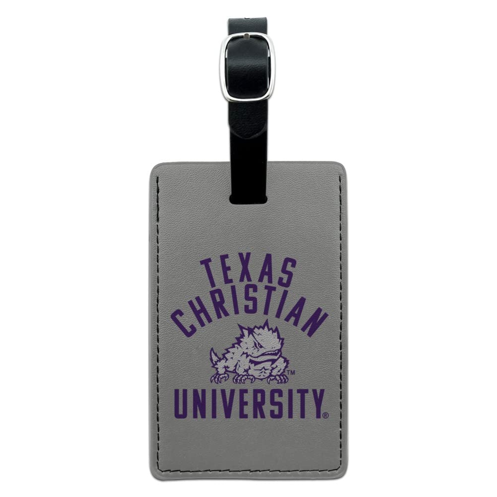 TCU Horned Frogs Leather Luggage Tag - Personalized Rectangle Suitcase ID Tag for Travel, Carry-On Bags & Backpacks - Perfect for TCU Fans & Alumni