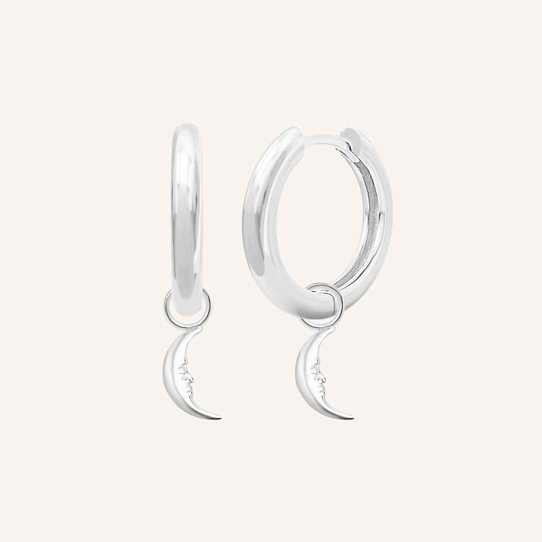 Patience Moon Plain Hoops - Minimalist Sterling Silver Earrings for Women | Perfect for Everyday Wear, Office & Casual Outfits
