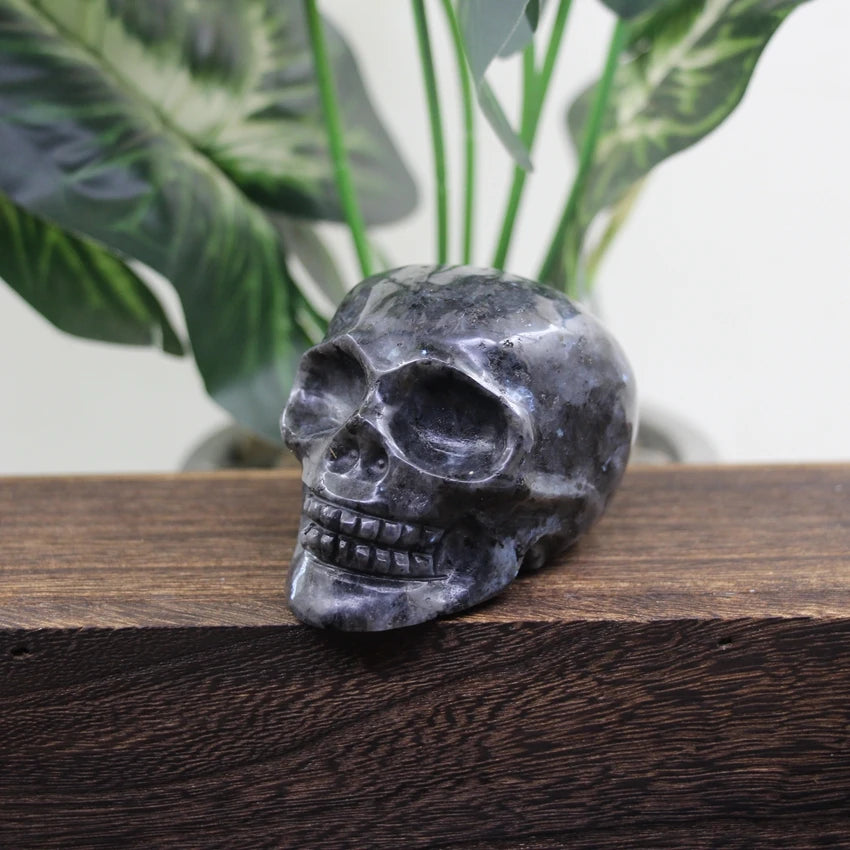 3 Inch Hand Carved Skull Statue - Natural Gemstone Cranium Figurine for Halloween Decor, Healing Crystal Home Office Room Decor Gift - Perfect for Meditation Spaces, Altars & Gothic Collections