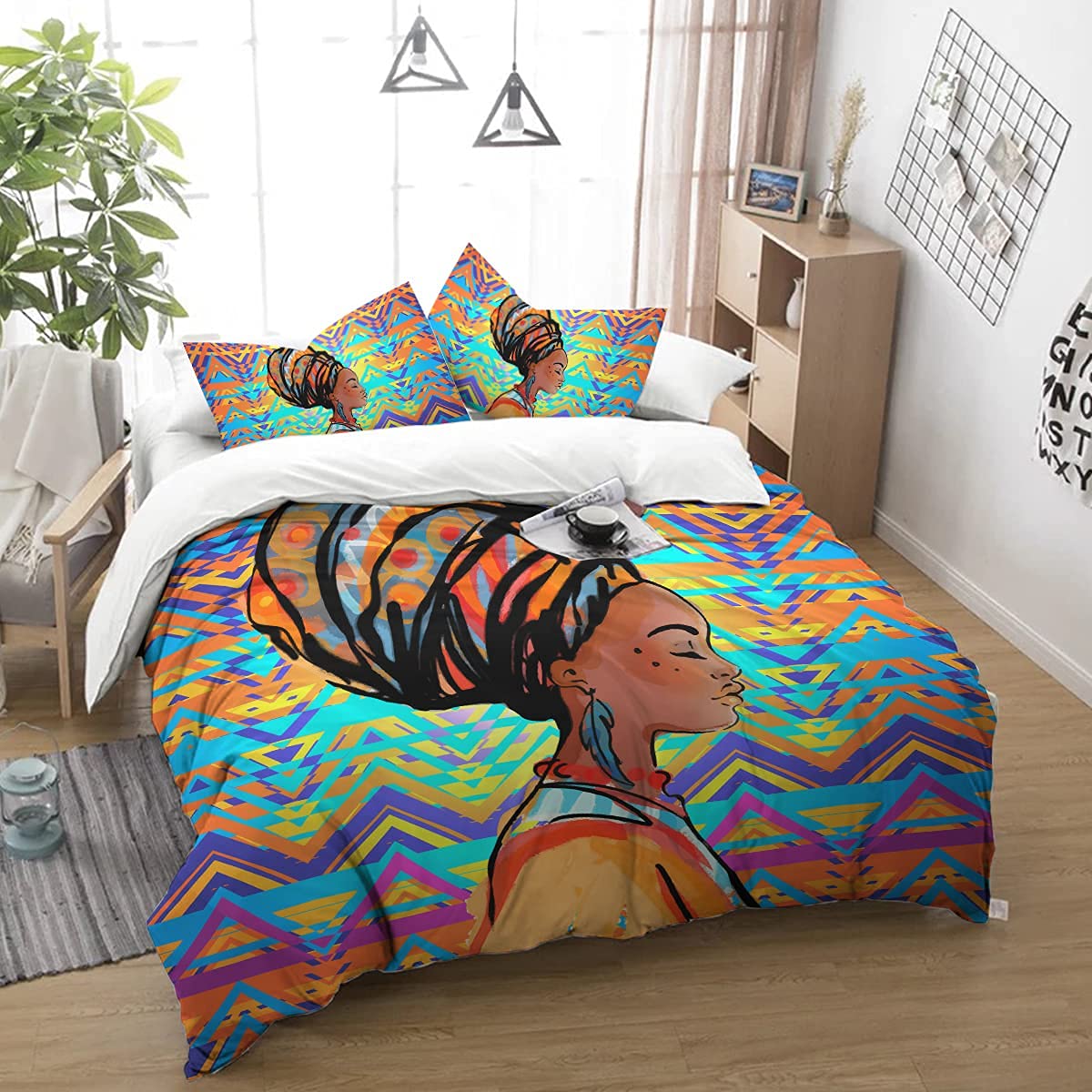 3 Piece Tribal Print Duvet Cover Set - Soft All-Season Comforter Cover with Pillowcases for Twin Bed | Boho Bedroom Decor, Cozy Guest Room, Dorm Essentials