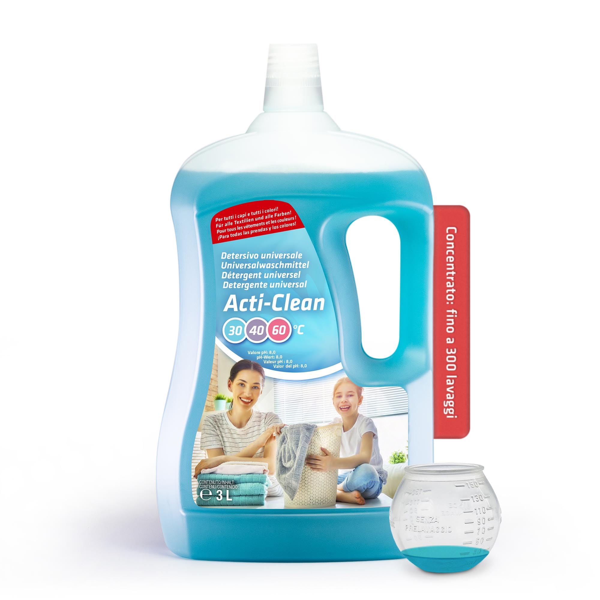 Wimex® Acti-clean Hand & Machine Laundry Detergent - Super Concentrated (Up to 300 Washes) with Dosing Ball - 3L - Perfect for Travel, Camping & Everyday Laundry
