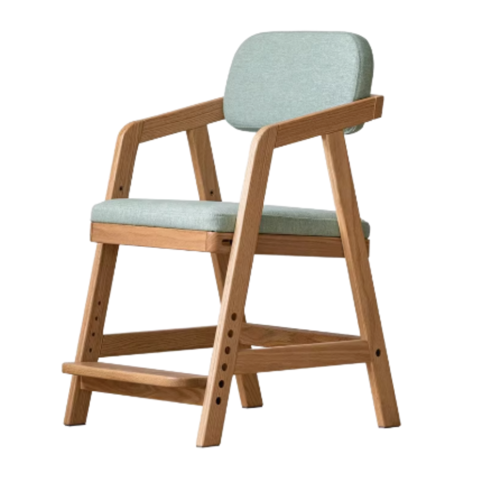 18.3x19.8x30.3 inch / 46.4x50.2x77.0 cm / natural wood color / mint green chair