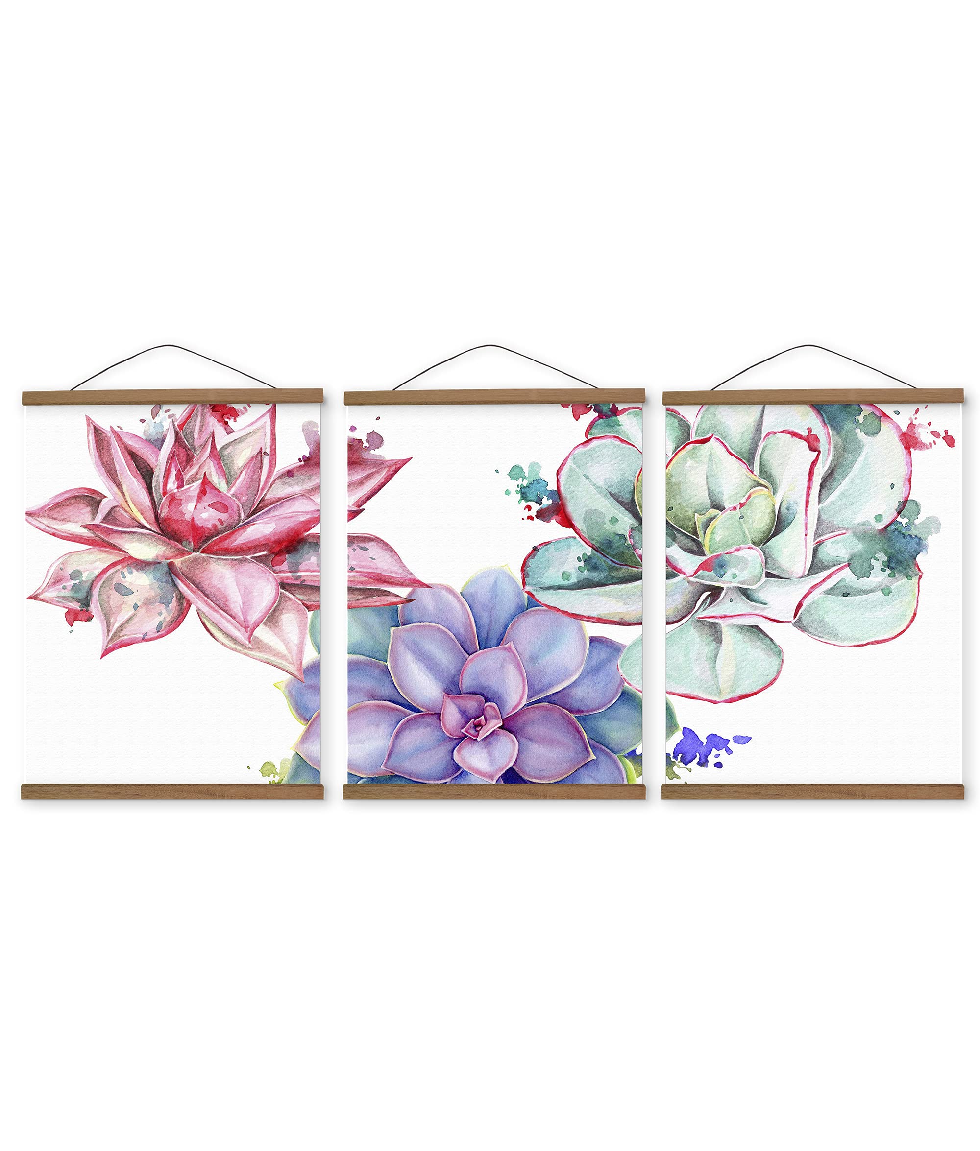 Botanical Canvas Wall Art Set of 3 - 18x24 Inch Succulent & Plant Prints for Living Room & Bedroom Decor - Perfect Above Bed Wall Artwork, Modern Home Office Decor, Housewarming Gift
