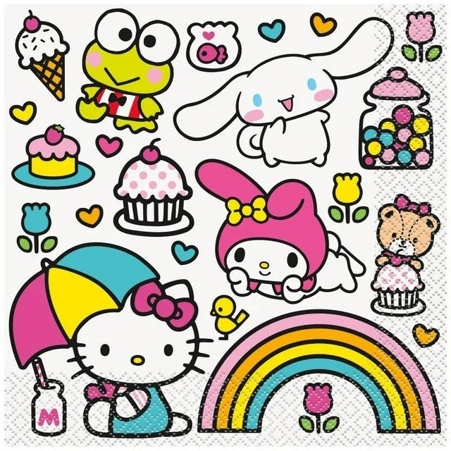 Hello Kitty & Friends Disposable Lunch Napkins - 16 Count Pack | Perfect for School Lunches, Picnics, and Birthday Parties