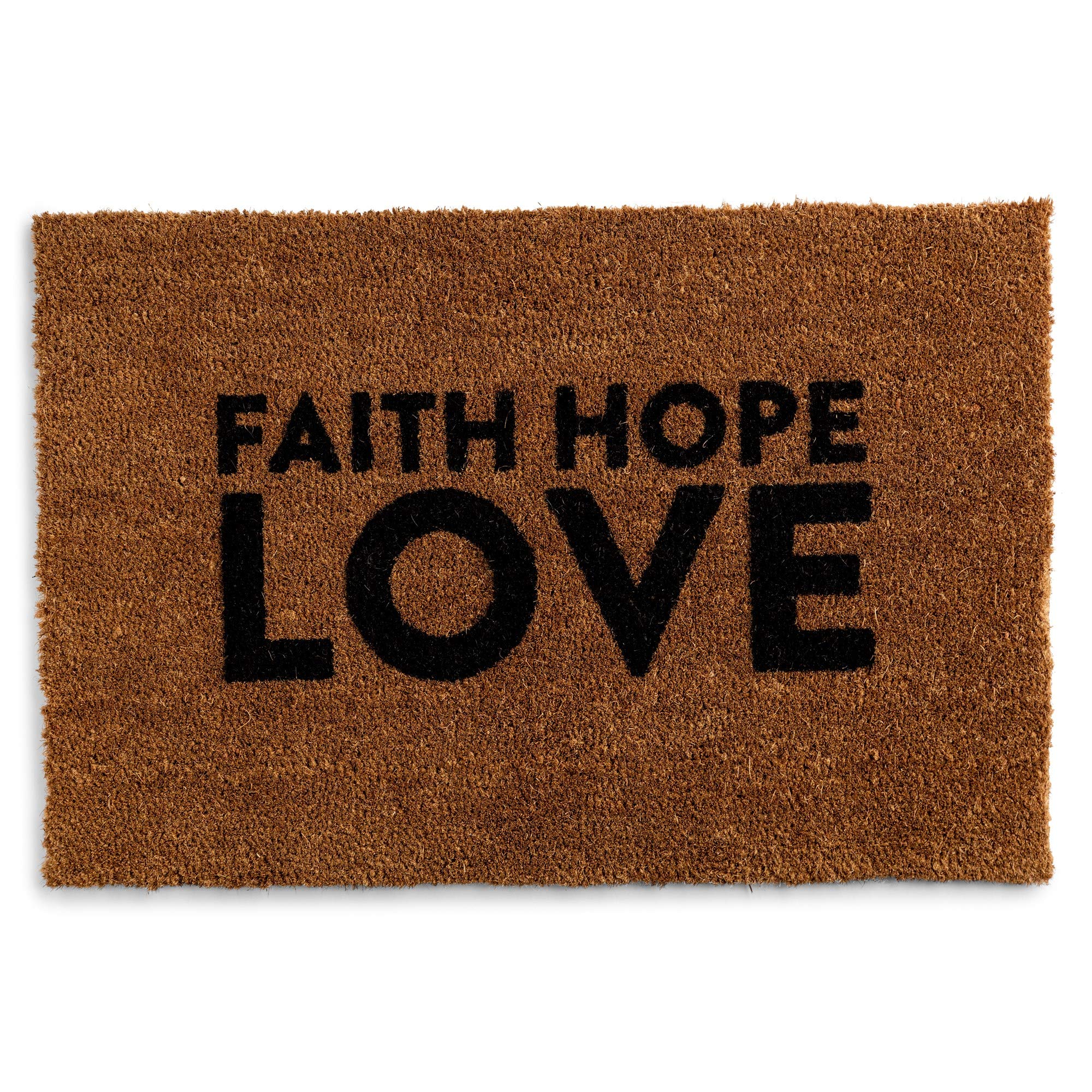 Faith Hope Love 24x36 Inch Christian Coir Doormat by DaySpring - Brown Inspirational Welcome Mat for Front Door, Porch & Home Decor