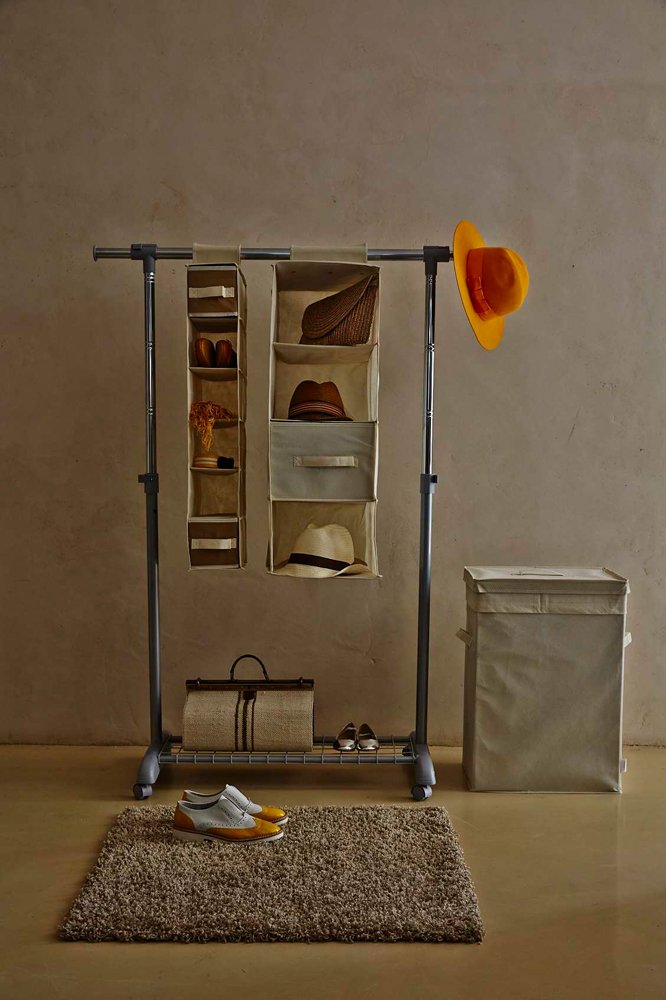 Portable Coat Rack on Wheels - Heavy Duty Metal & Plastic Coat Hanger Stand with Ash Wood Finish for Bedroom, Entryway, or Office Organization