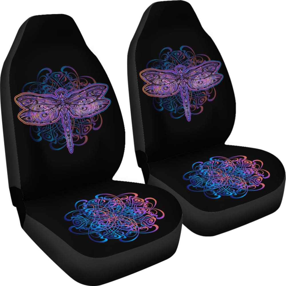 Premium Mandala Dragonfly Car Seat Covers - Breathable Universal Fit for Cars, Trucks & SUVs - Boho Chic Interior Decor for Road Trips & Daily Commute
