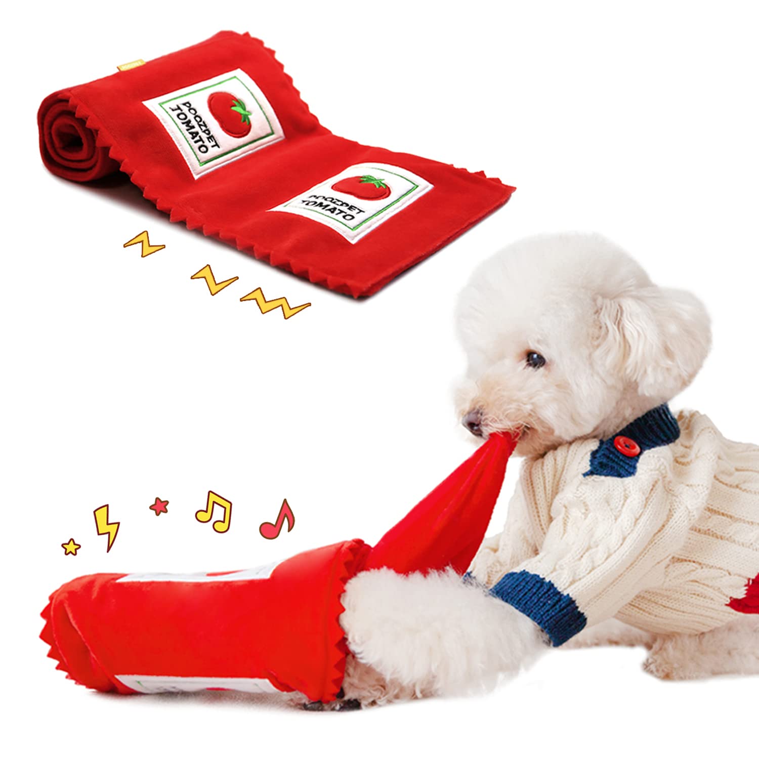 Durable Puppy Chew Toys for Small & Medium Dogs & Cats - Interactive Pet Toys That Simulate Tearing Tissue Paper with Hidden Treat Compartment - Perfect for Boredom Relief & Mental Stimulation at Home or Travel
