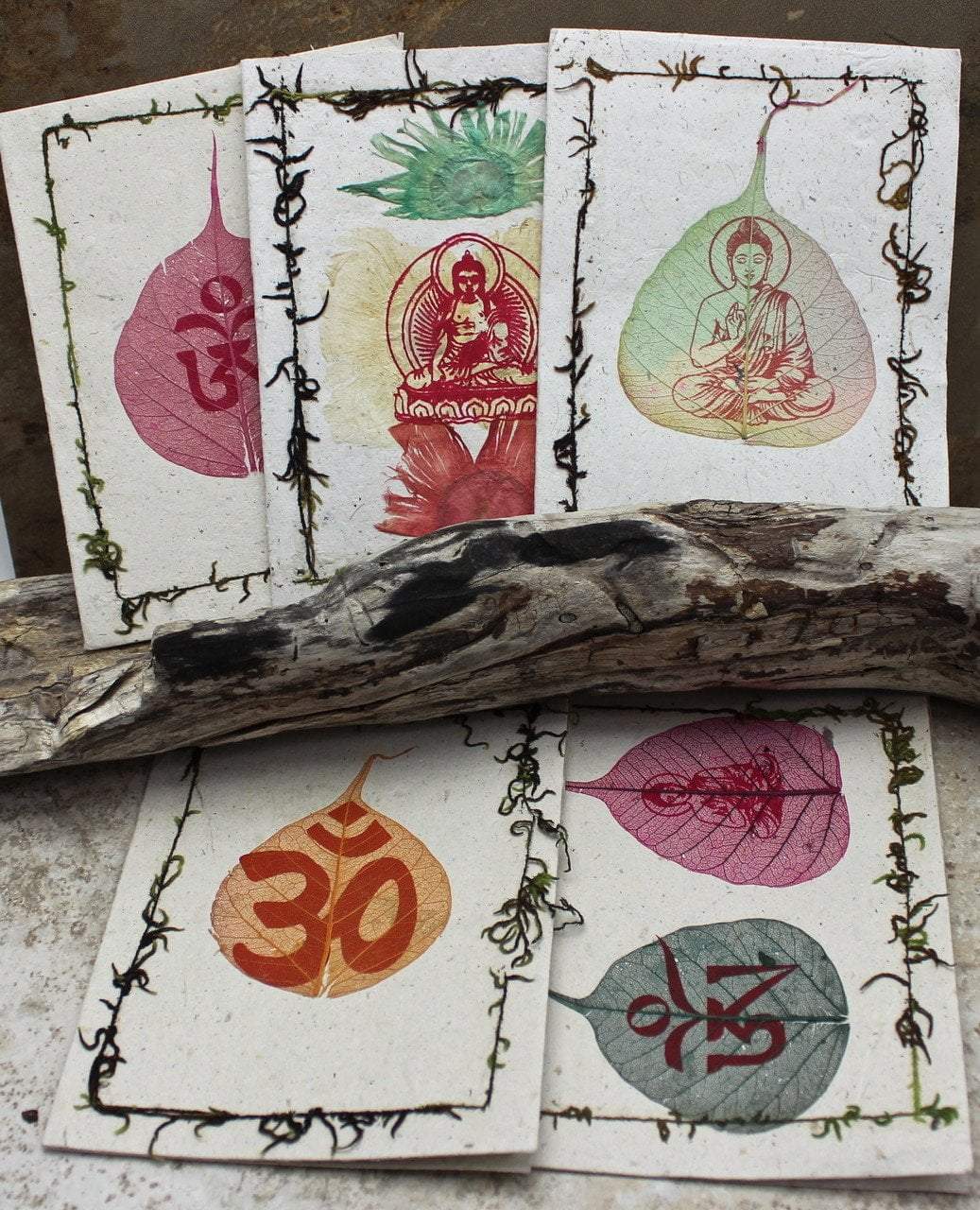 Bodhi Leaf Greeting Card Set - Handmade Buddhist Inspirational Cards for Meditation, Yoga & Spiritual Gifts - Perfect for Weddings, Birthdays & Mindfulness Practices