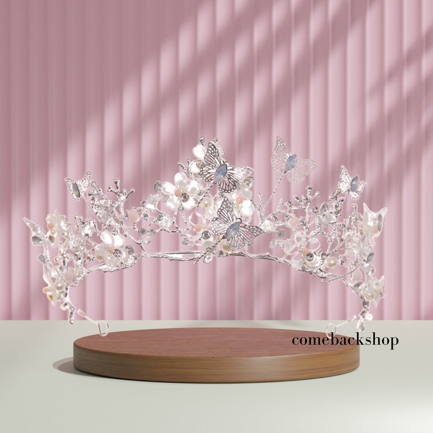Elegant Butterfly Silver Tiara Headband with Pearls - Wedding Crown for Bride & Bridesmaids | Perfect for Bridal Shower, Prom, Pageant & Special Occasions