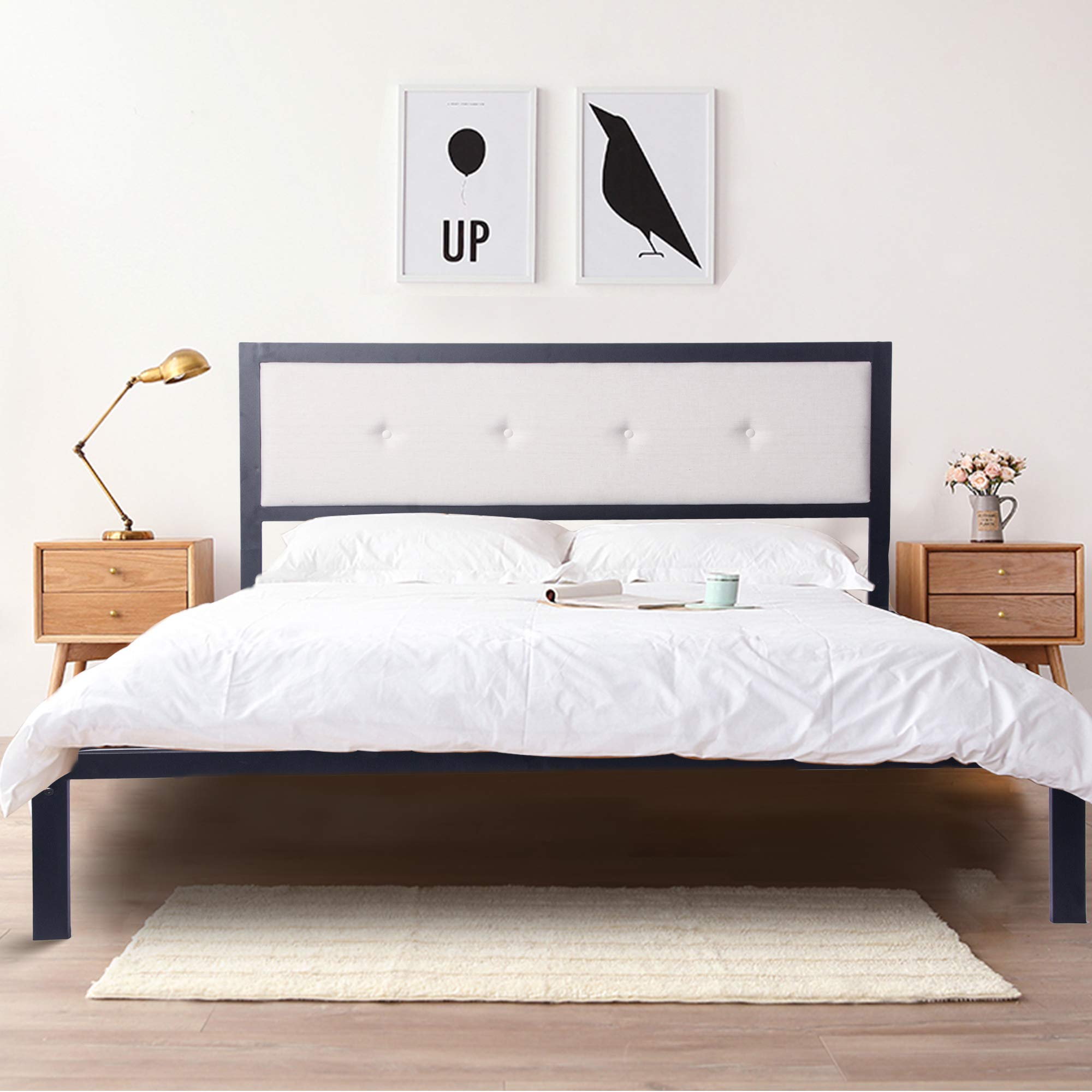 LUCKYERMORE Queen Size Platform Bed Frame 12