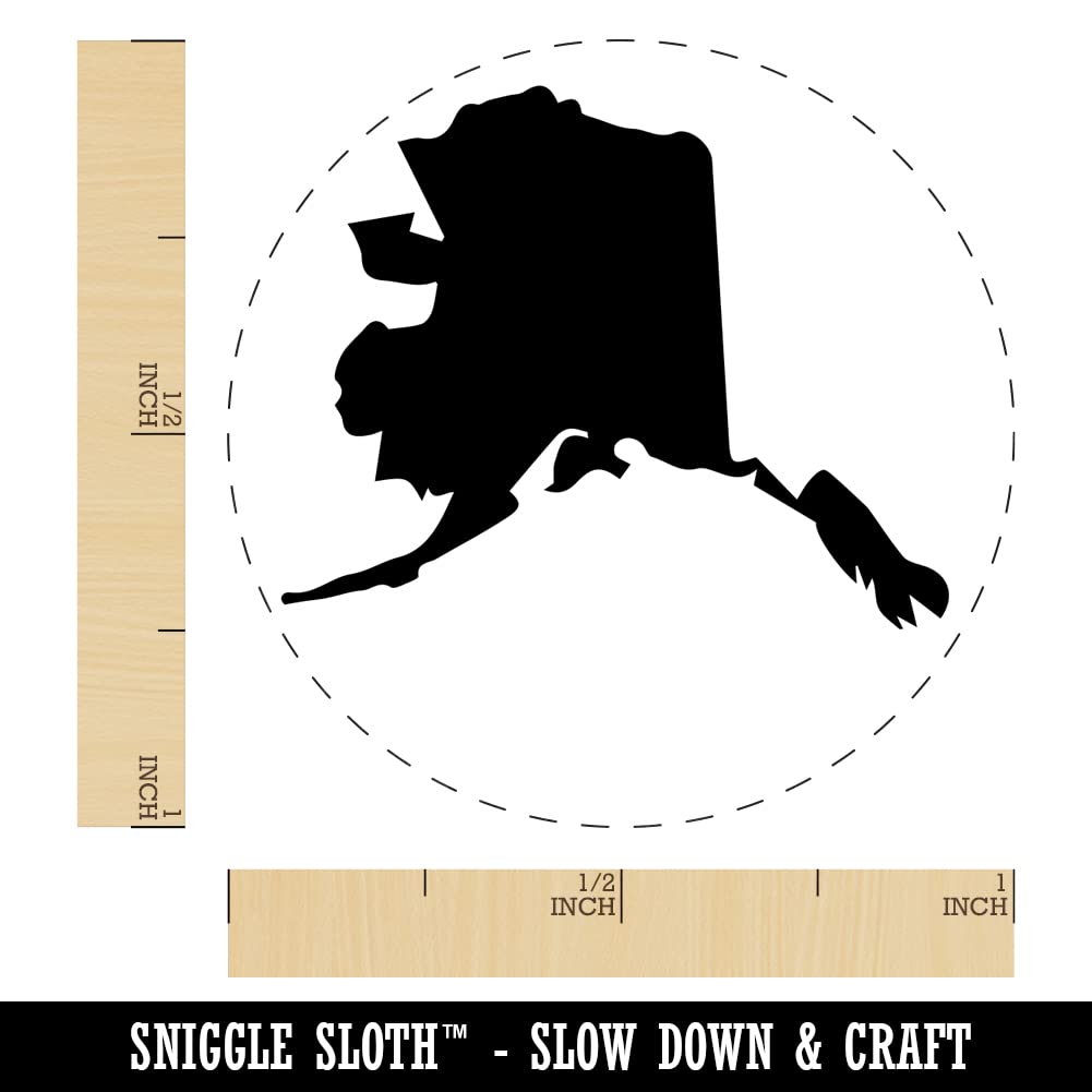 Alaska State Silhouette Self-Inking Rubber Stamp - 1 Inch Medium Red Ink Stamper for DIY Crafts, Scrapbooking & Planner Decorating - Perfect for Journals, Cards, and Gift Wrapping