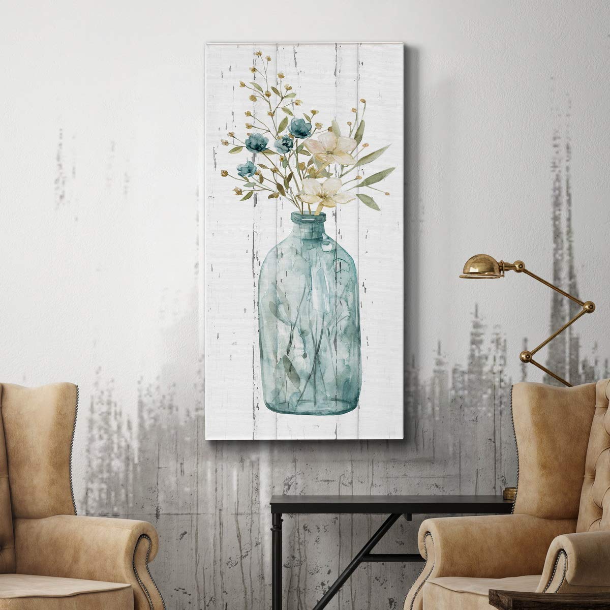 Blue and White Floral Vase Canvas Wall Art - 12