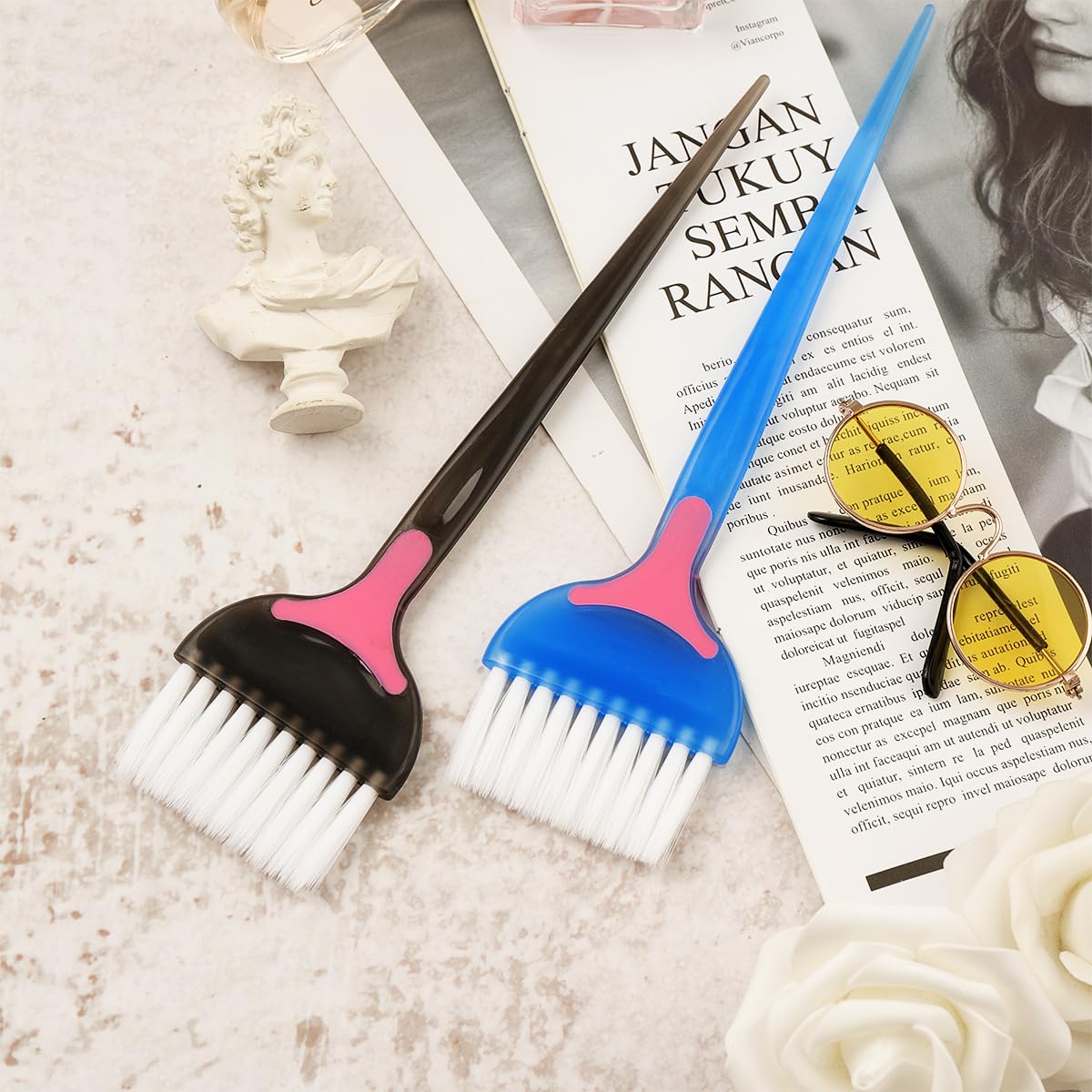 Professional Hair Dye Brush Set - 2 Pcs Salon Quality Hair Coloring & Bleaching Brushes for Precise Tinting & Highlights - Perfect for DIY Hair Color, Balayage, and Root Touch Up at Home