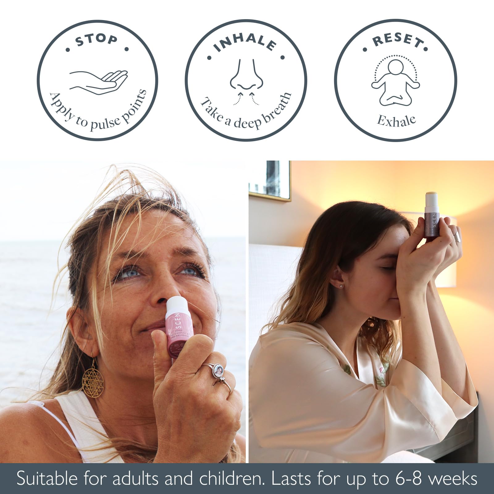 Scentered Aromatherapy Balm Stick Duo for Sleep & Stress Relief - Roll-On Essential Oil Blends with Rose, Lavender & Ylang Ylang - Natural Relaxation Gift for Women - Perfect for Bedtime, Travel & Self-Care Moments