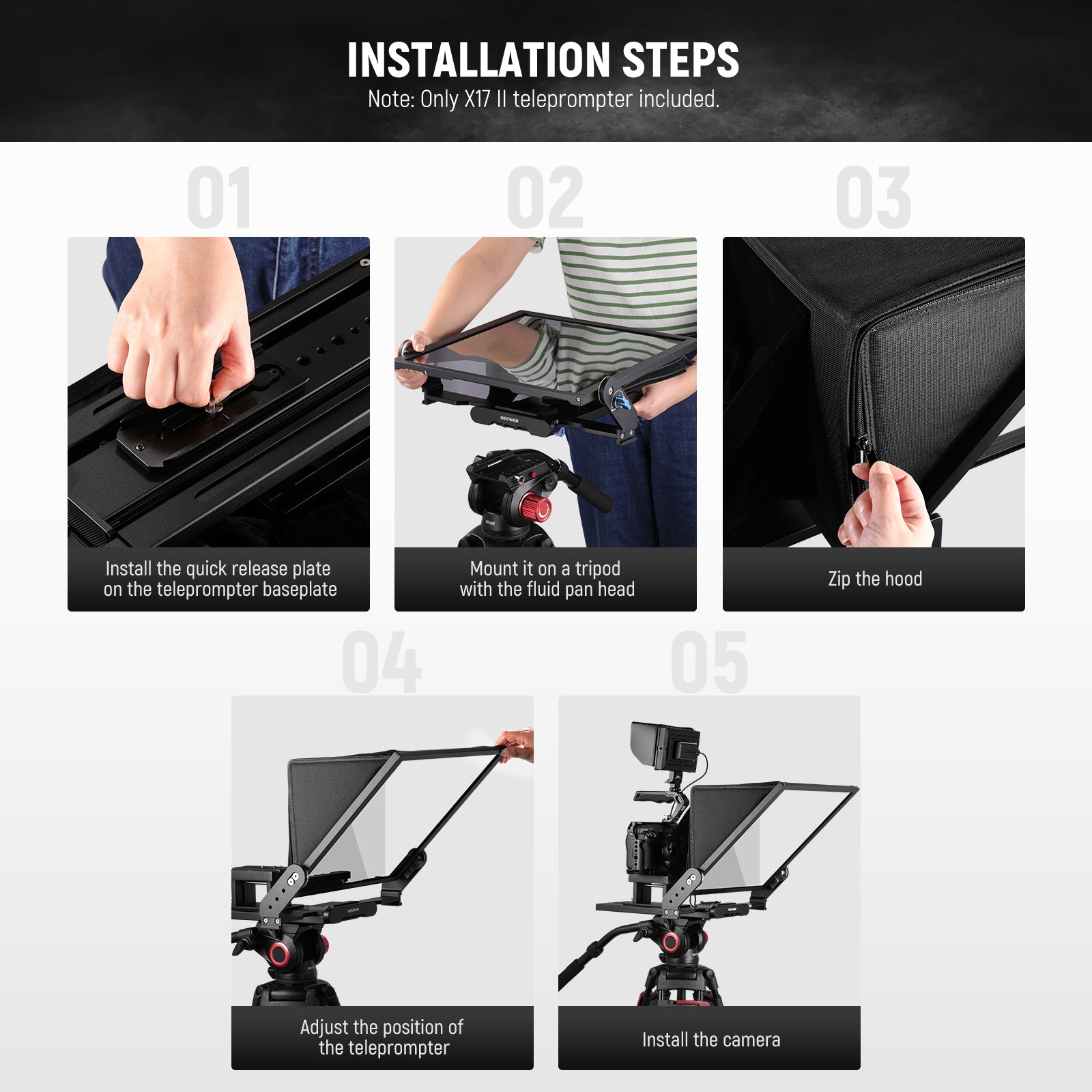 NEEWER X17 II Professional Remote Teleprompter for Video Recording & Live Streaming - Perfect for YouTube, TikTok, and Online Presentations