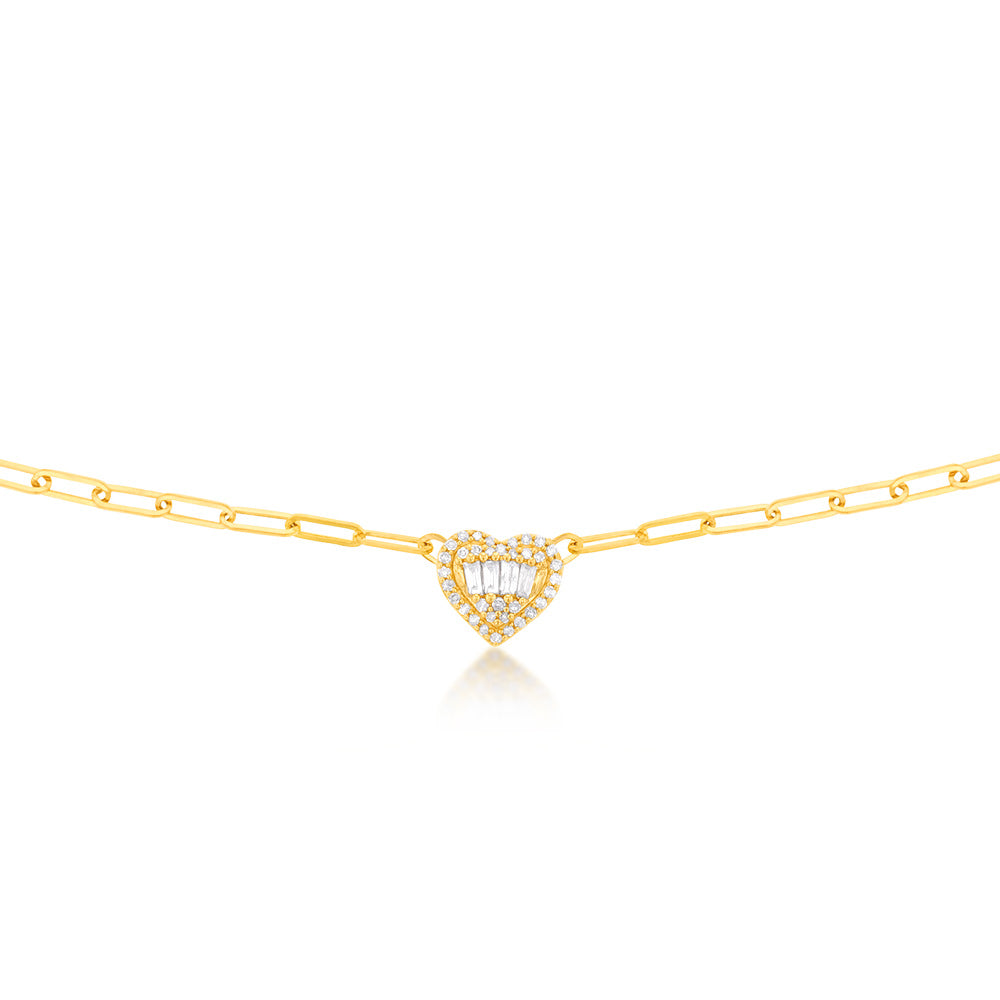 14K Yellow Gold 1/2 Carat Diamond Heart Pendant Necklace with 16 Inch Chain - Perfect for Valentine's Day Gifts & Anniversary Jewelry