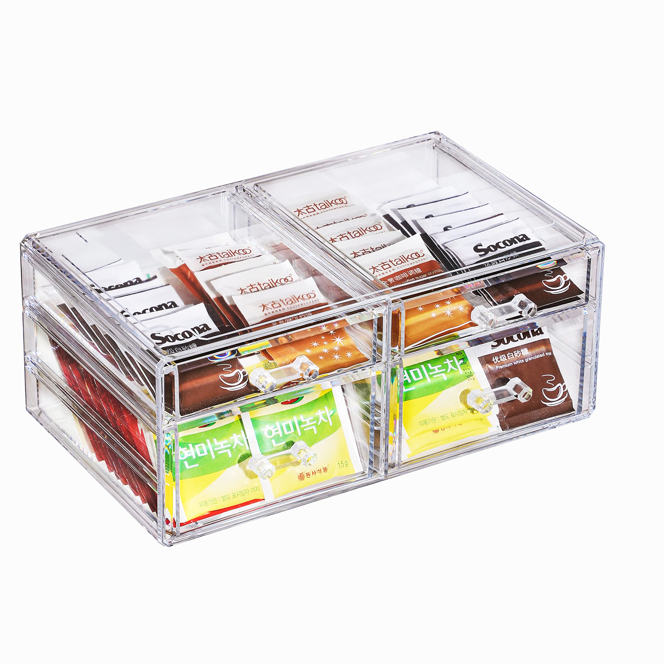 4-Drawer Acrylic Makeup Organizer - Clear Stackable Storage for Office & Home