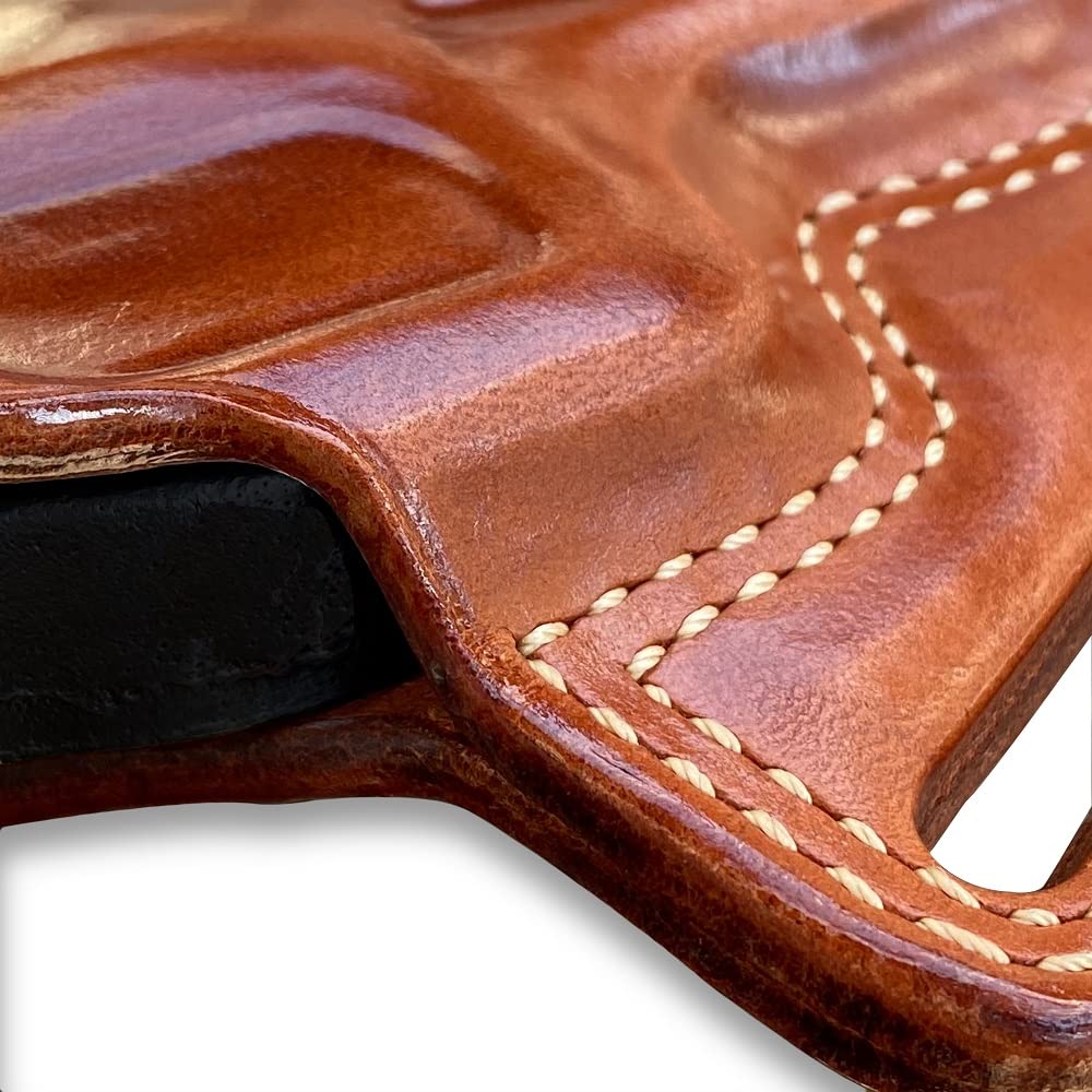 Premium Leather OWB Pancake Holster Open Top for EAA Witness Polymer Carry 9mm 3.6