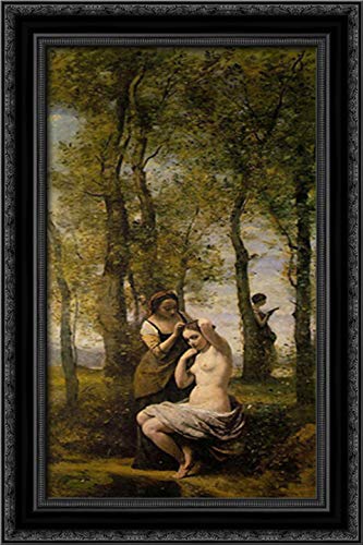 Le Toilette 16x24 Black Ornate Wood Framed Canvas Art by Jean Baptiste Camille Corot - Classic French Landscape Painting for Living Room, Bedroom & Office Decor