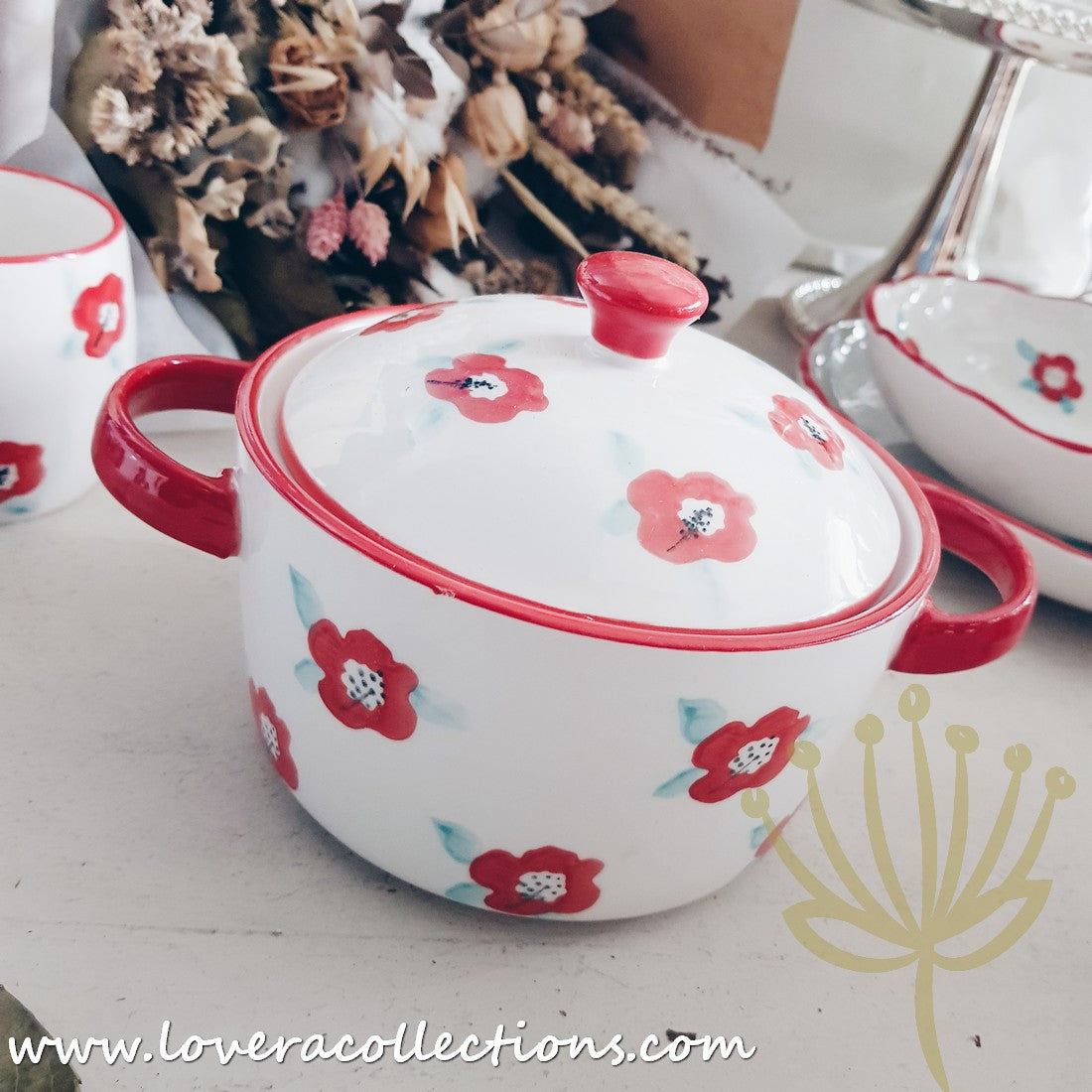 Handmade Red Floral Ceramic Teapot - 70% Off Clearance Sale | Perfect for Afternoon Tea, Gifts & Home Decor