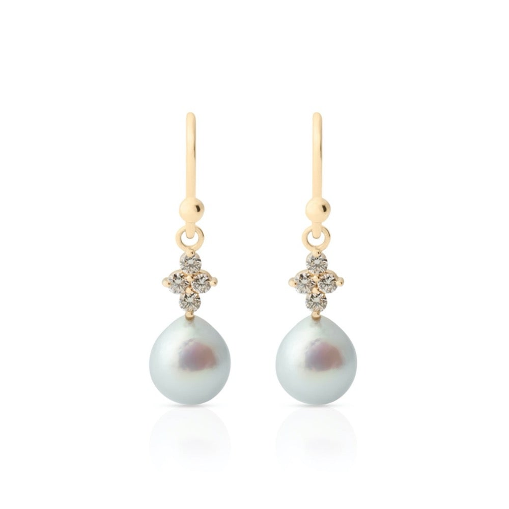 Exquisite Belgravia Blue Akoya Pearl & Diamond Earrings – Elegant Jewelry for Weddings, Parties & Special Occasions