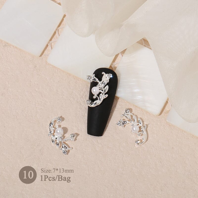 Butterfly Heart Metal Rhinestones Pearl Nail Art Decorations for DIY Manicure, Wedding, Party & Special Occasions