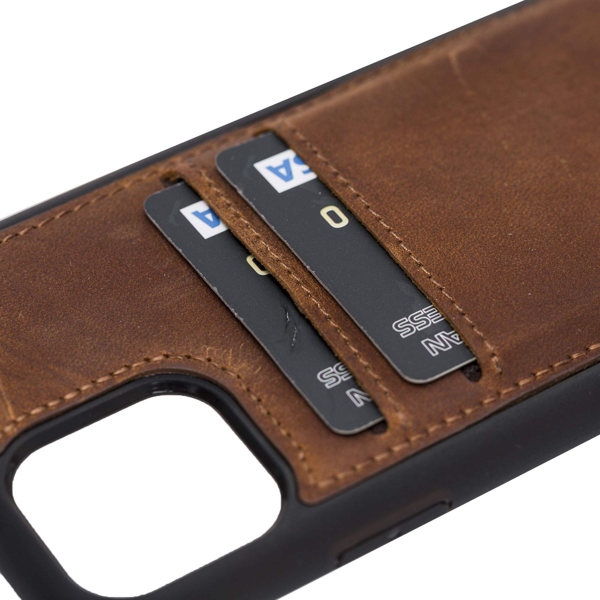 Premium Venito Cosa Genuine Leather Wallet Case for iPhone 11 Pro (5.8 Inch) - RFID Blocking Protection & Padded Back Cover - Antique Brown - Perfect for Daily Use, Travel & Business