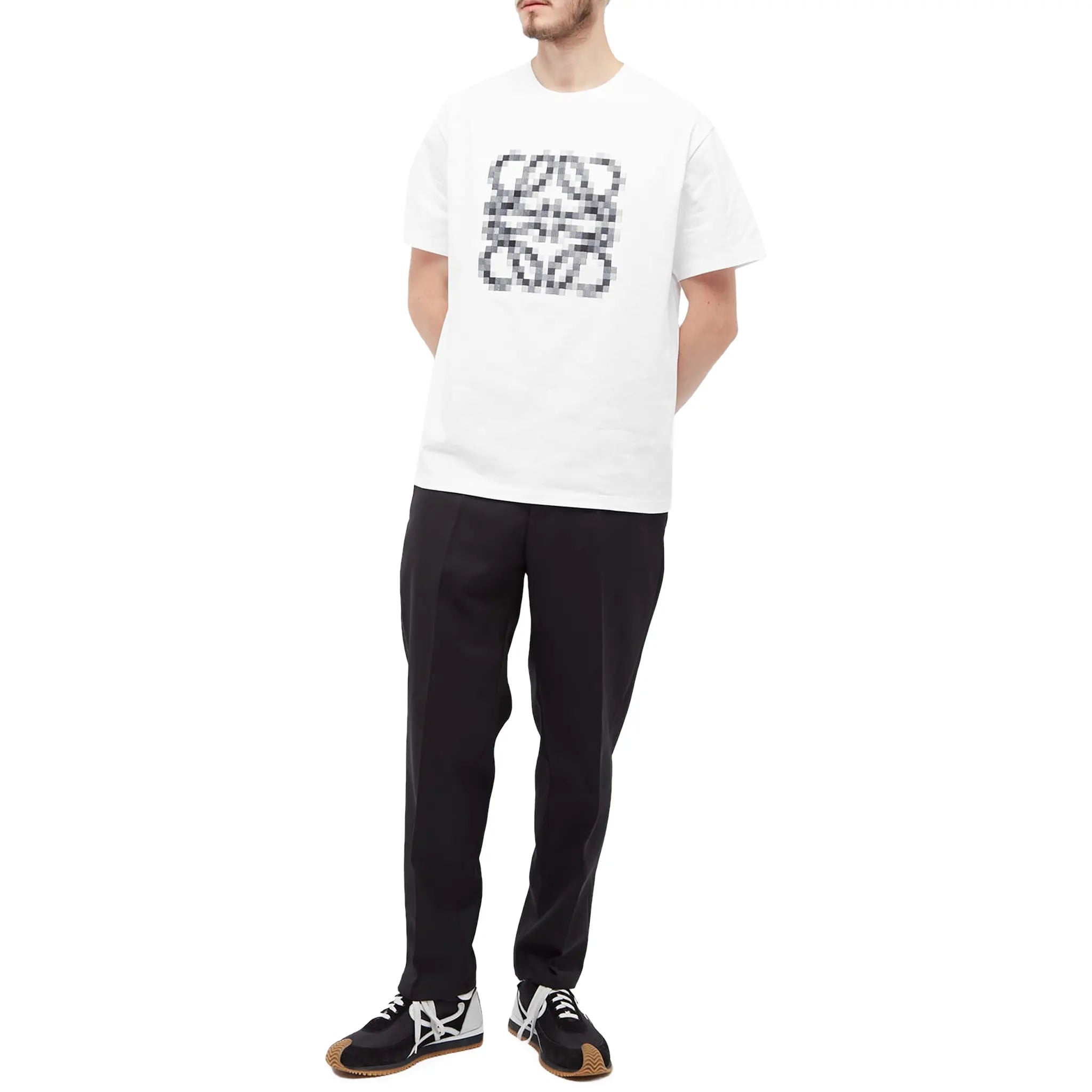 Loewe Anagram Pixelated White T-Shirt for Men - Stylish Casual Tee for Everyday Wear, Street Fashion & Outfits