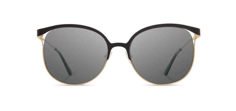 Shwood Odessa Metal Sunglasses - Obsidian & Gold Frame with Grey Lenses - Stylish UV Protection for Outdoor Activities & Driving