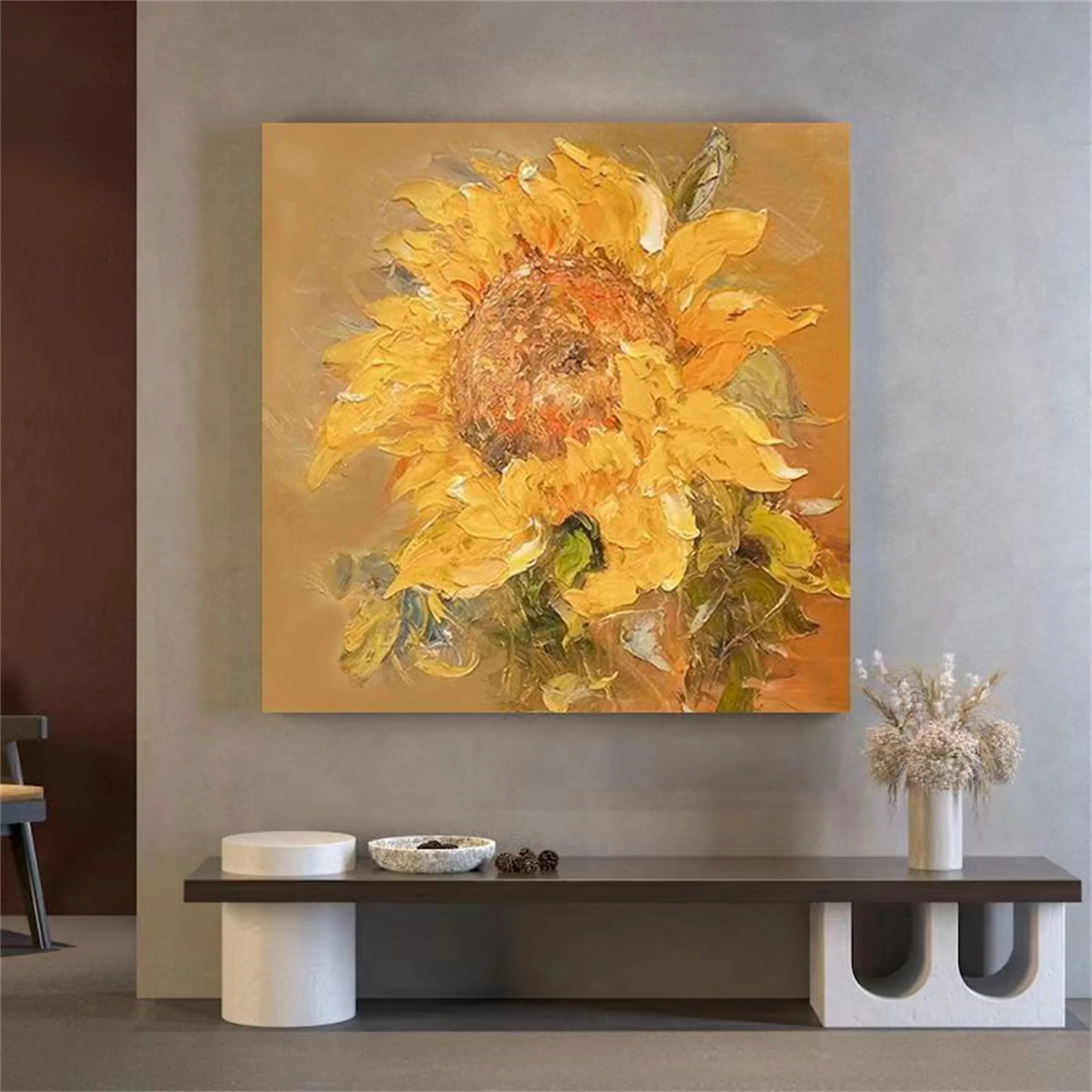 Flower and Tree Painting #FT070 - Handmade Canvas Wall Art for Home Decor, Living Room, Bedroom & Office