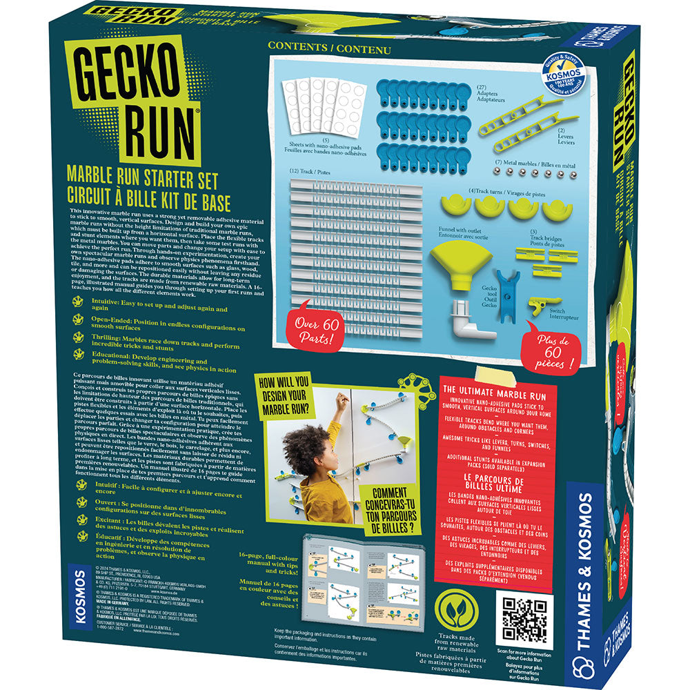 Gecko Run Marble Run Starter Set 2L - Educational STEM Toy for Kids Ages 4-8 | Building Blocks Construction Game (English/French) | Perfect for Birthday Gifts & Classroom Learning Activities