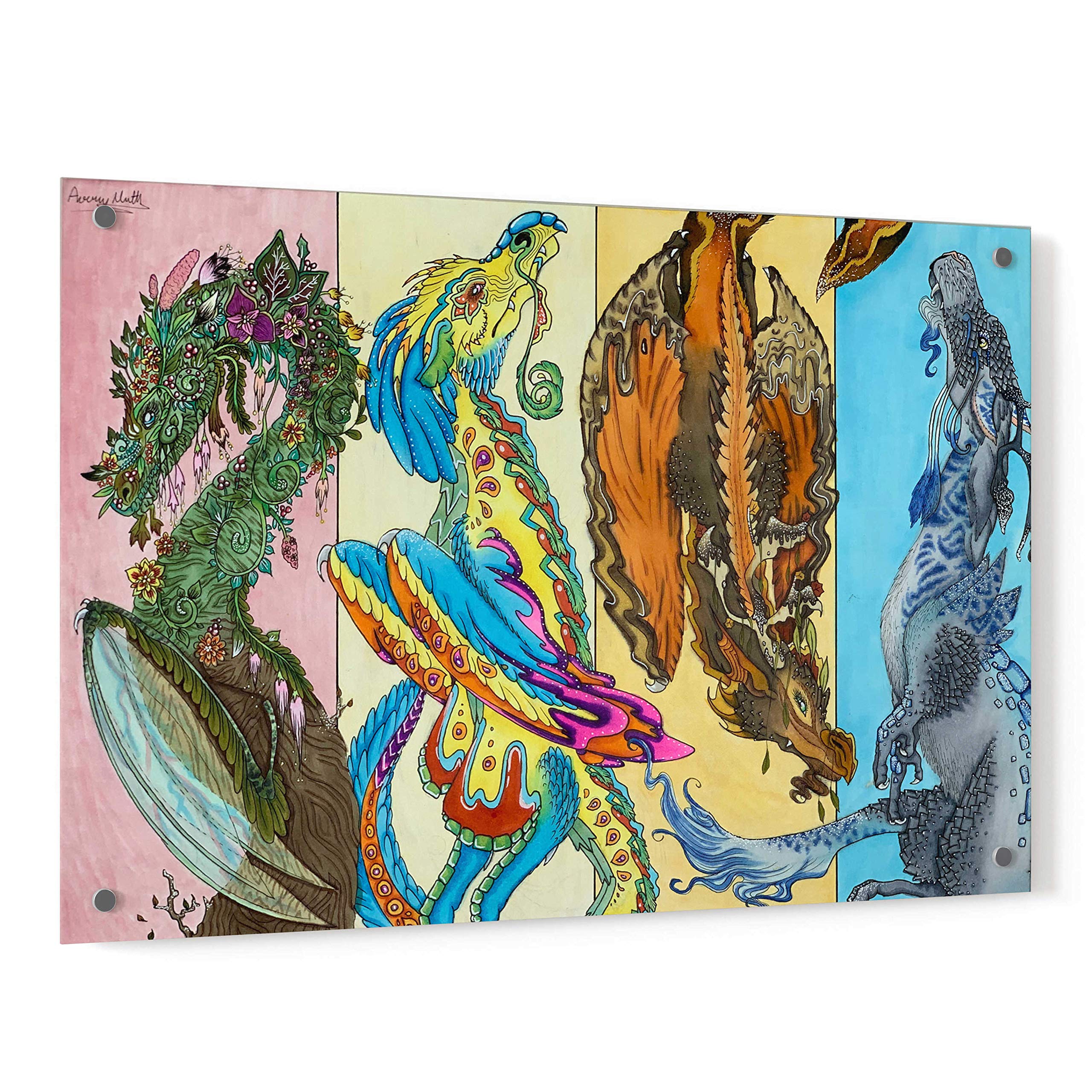 Epic Art 'The Four Seasons' by Avery Multer - 36x24 Inch Acrylic Glass Wall Decor - Modern Abstract Painting for Living Room, Bedroom & Office
