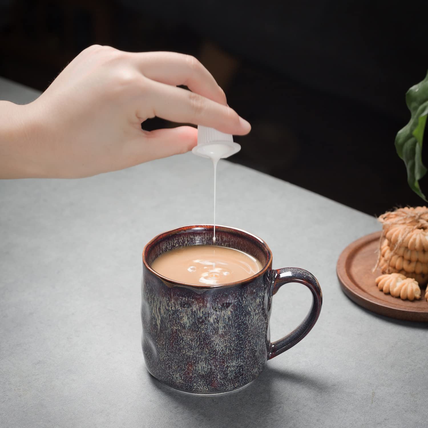 Premium Ceramic Coffee Mugs Set of 4 - 10oz Insulated Tea Cups with Comfortable Handle - Funny Cappuccino Mugs - Dishwasher & Microwave Safe - Perfect for Home, Office or Gifts
