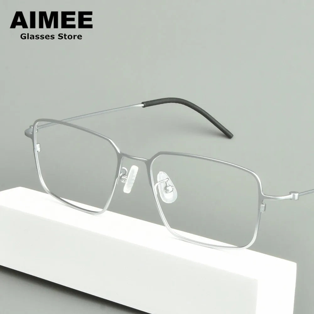 Aimee Unisex Full Rim Square Titanium Eyeglasses Frame 15502 - Lightweight Durable Glasses for Men & Women - Perfect for Reading, Work, and Daily Wear