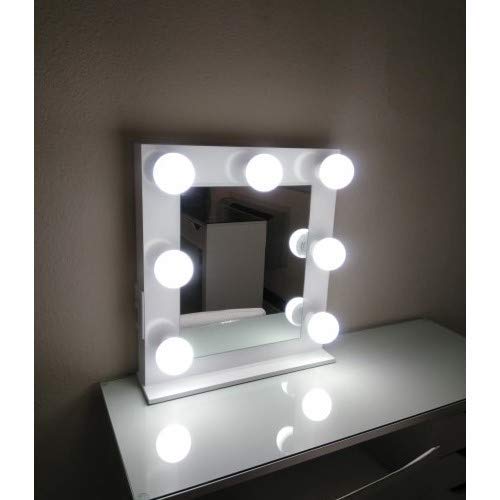 Hollywood Style LED Lighted Vanity Mirror with Dimmer - Freestanding Tabletop Makeup Mirror with Outlet Included - Perfect for Dressing Room, Bathroom, and Professional Makeup Artists