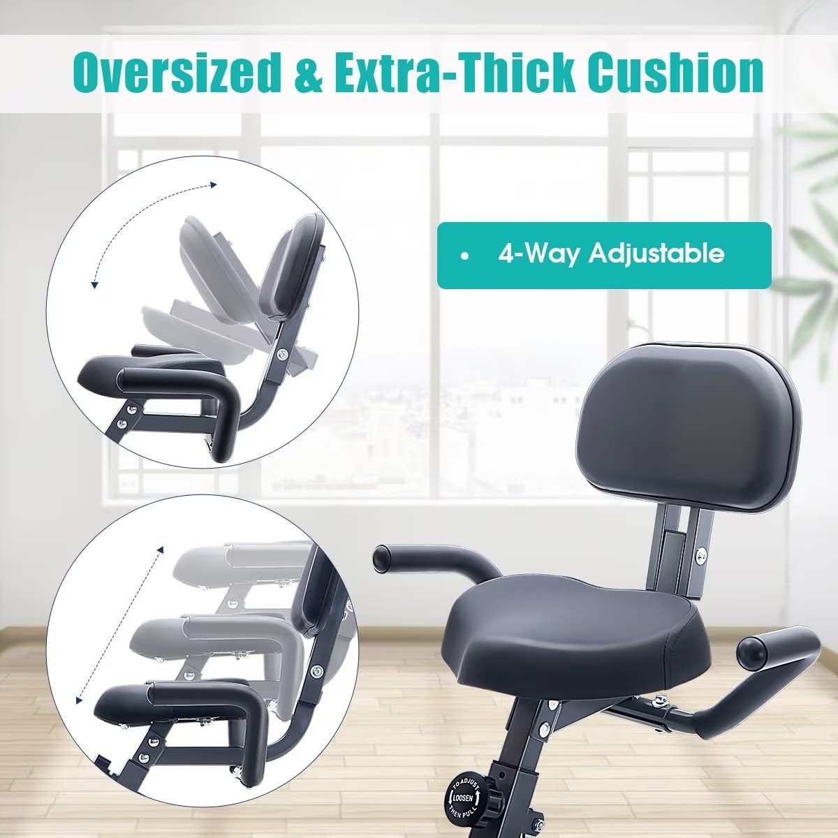 Merax Foldable Exercise Bike - 3-in-1 Magnetic Stationary Bike with 16-Level Resistance, 300LB Capacity for Home Workout | Indoor Cycling Fitness Equipment for Cardio Training & Weight Loss