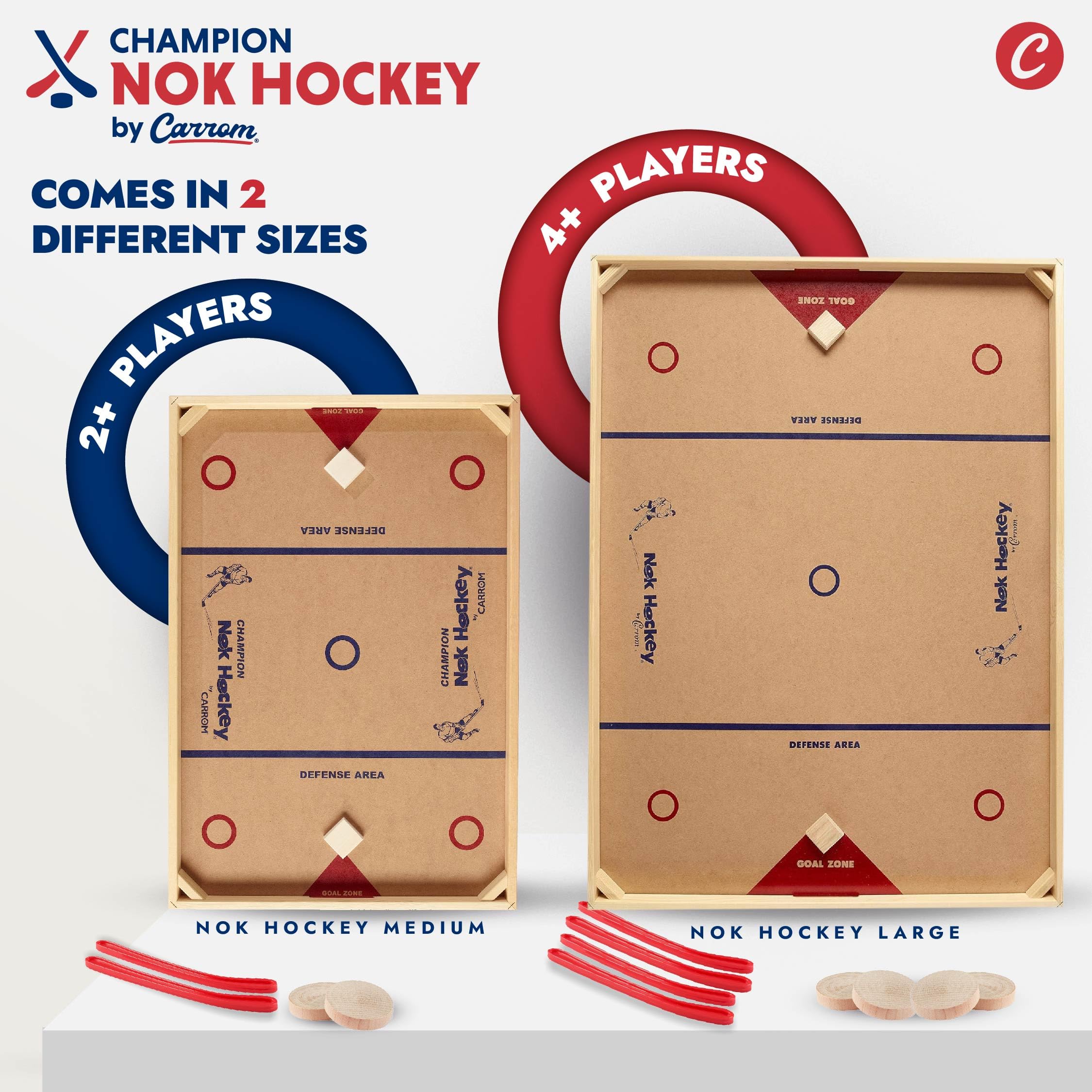 Carrom Champion Nok Hockey Game (Large) - Premium Wooden Board Game for Adults & Kids - Fun Indoor/Outdoor Family Game - Sports Tabletop Game for Parties, Camping & Backyard Fun