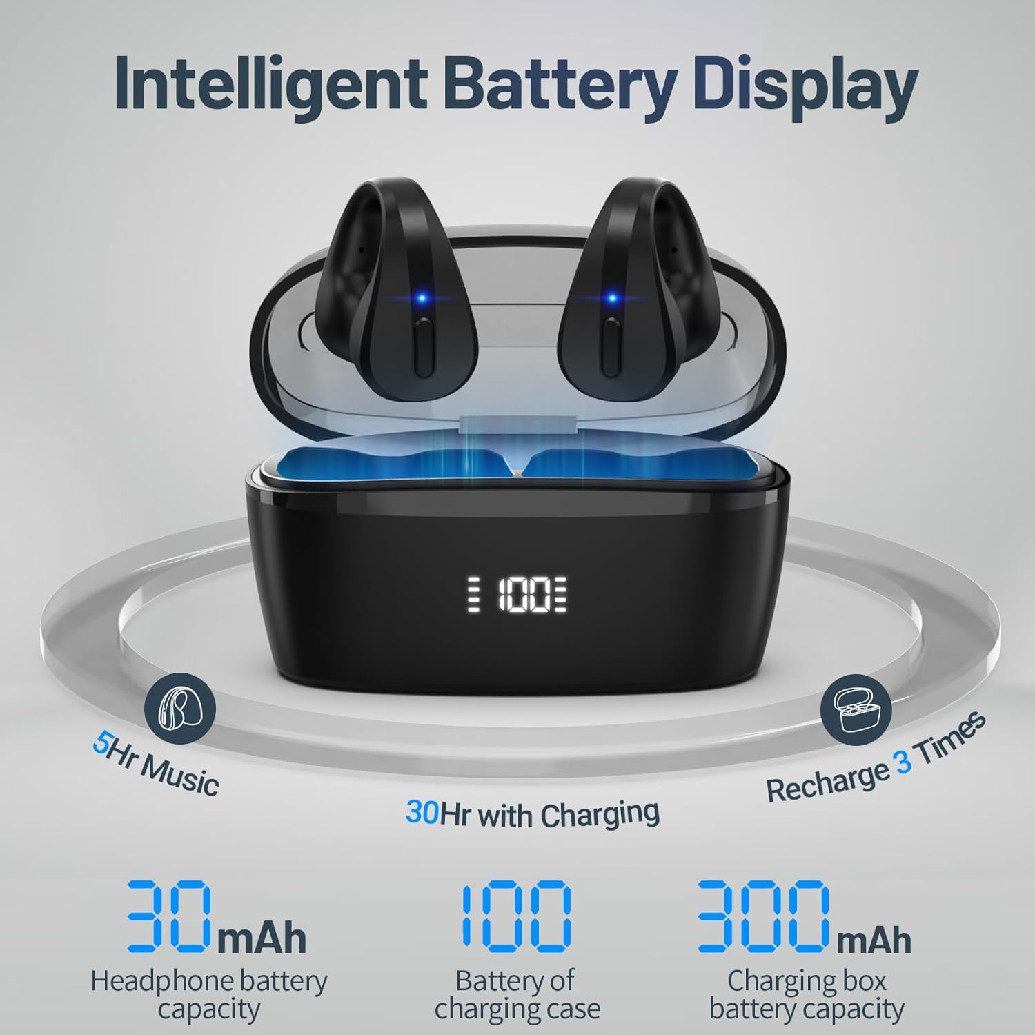 S600 Open Ear Clip Bluetooth Headphones - Wireless Sports Headset for Running, Cycling & Gym - Comfortable Secure Fit - Sweatproof & Lightweight (Black) - Perfect for Outdoor Activities & Workouts