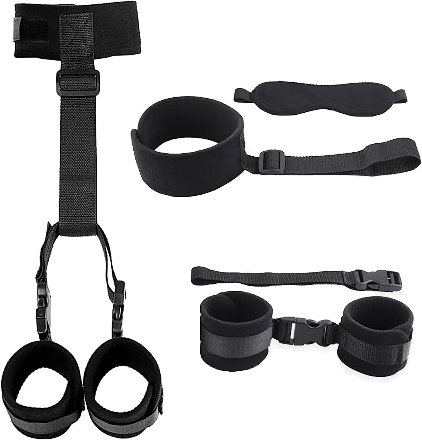 BDSM Bondage Set - Adjustable Neck to Wrist Restraints, Handcuffs & Blindfold for Couples | Perfect for Bedroom Play, SM Games & Sensual Exploration