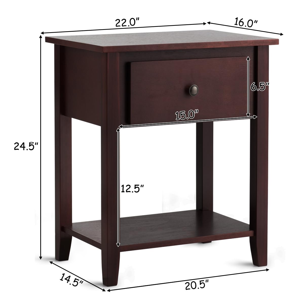 Tangkula End Table with Drawer - Modern Nightstand with Storage Shelf | Bedside Table for Bedroom, Living Room & Office | Perfect as Sofa Side Table, Accent Table with Open Shelf for Books & Decor