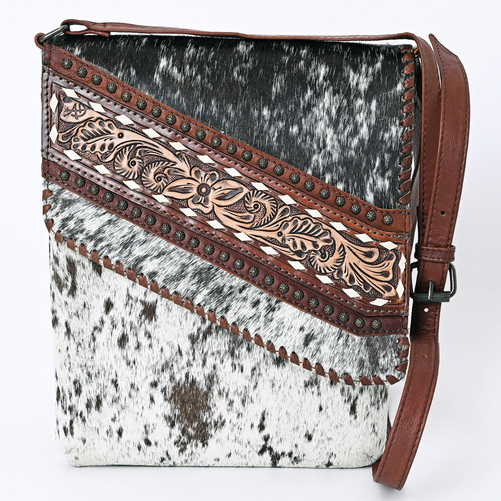 American Darling Chaps Bag - Hand Tooled Genuine Leather Women's Western Purse with Hair On Hide for Cowgirl Style, Rodeo Events & Country Fashion Accessories