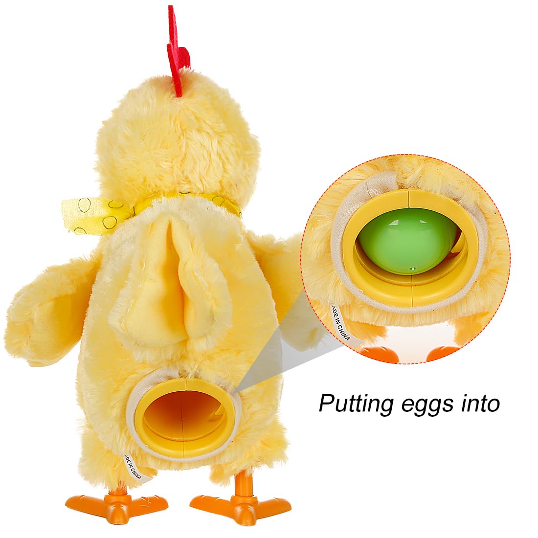Easter Chicken Laying Egg Electric Plush Toy with Sound & Music - Fun Interactive Animal Toy for Kids Easter Gifts, Party Favors & Holiday Decorations