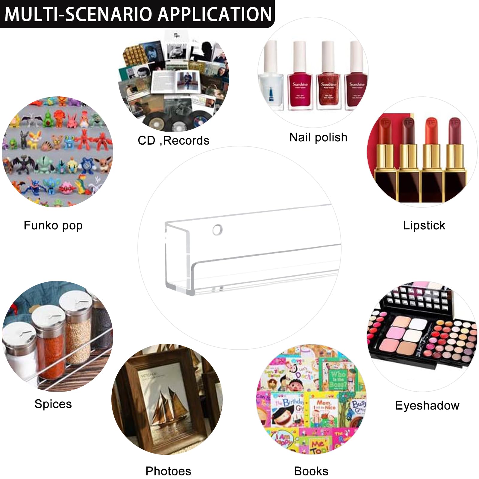 4 Pack Clear Acrylic Nail Polish Organizer Wall Mounted Shelf - Nail Polish Display Rack for Salon & Home Use - Perfect for Nail Technicians & DIY Manicures