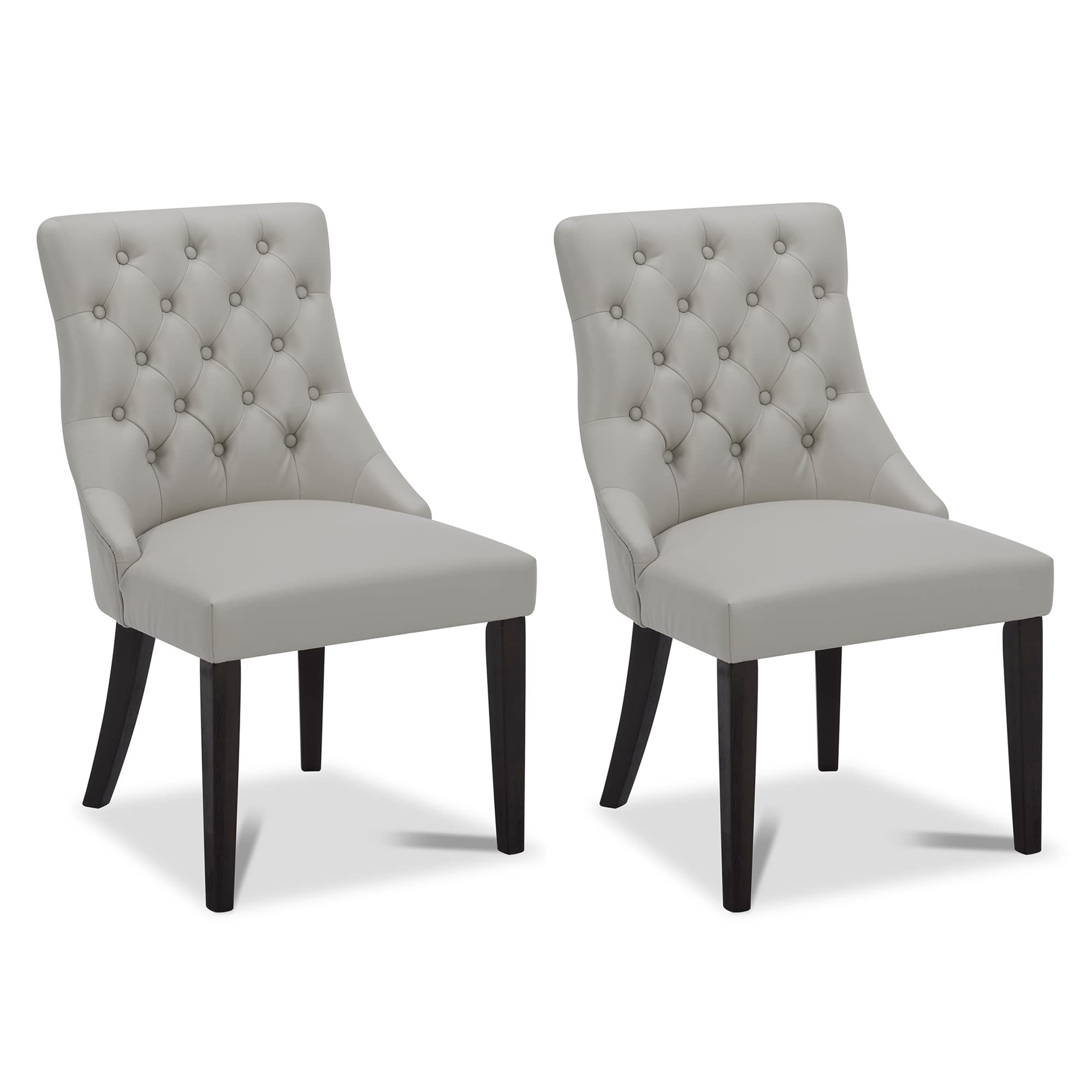 CHITA Farmhouse Tufted Dining Chairs Set of 2 - Modern Upholstered High Back Chairs in Light Grey - Perfect for Kitchen, Dining Room, and Breakfast Nook Decor