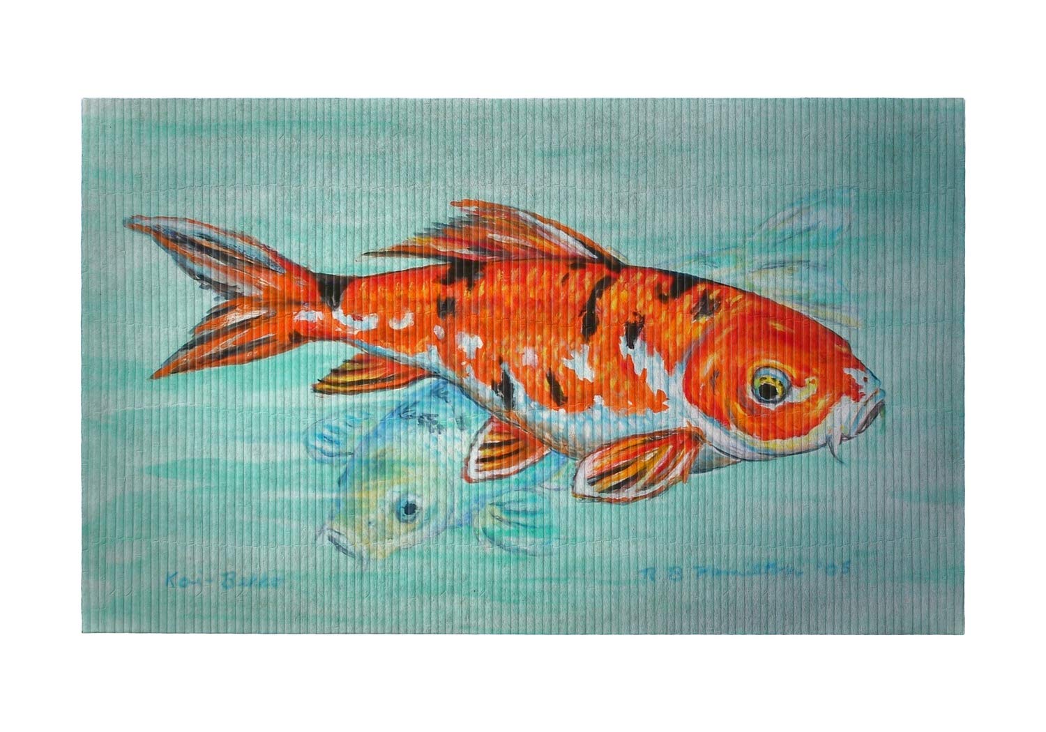 Betsy Drake Orange Koi Fish Non-Slip Floor Mat 30x50 Inch - Soft Comfortable Bathroom Rug for Home Decor, Living Room, Bedroom & Kitchen