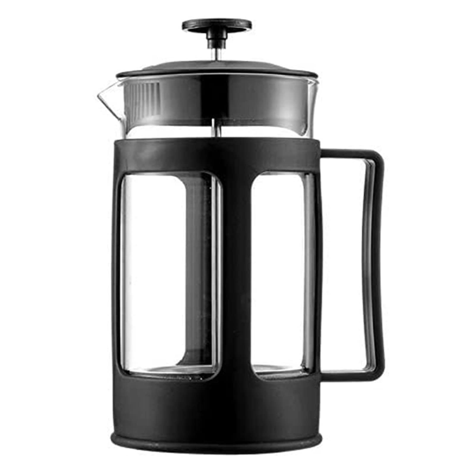 AISHANBAIHUODIAN 600ml French Press Coffee Maker - Borosilicate Glass with Heat Resistant Handle, Black - Perfect for Home, Office & Camping Brewing Fresh Coffee or Tea