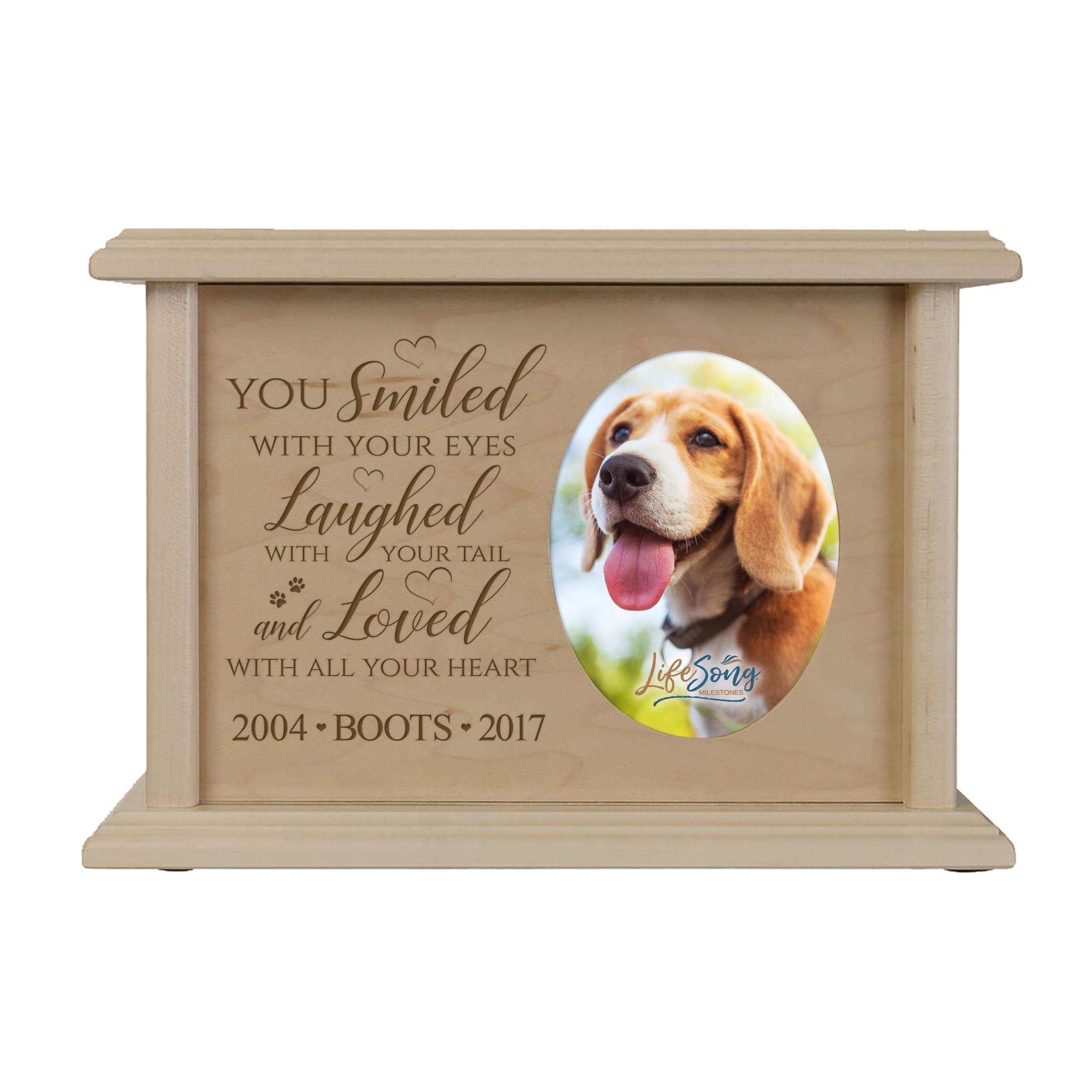 Personalized Large Wooden Pet Urn for Dogs & Cats - Engraved Photo Pet Cremation Urn & Memorial Keepsake Box - Wall Mount Pet Ashes Urn for Beloved Pets - Perfect for Home Memorial & Pet Loss Comfort