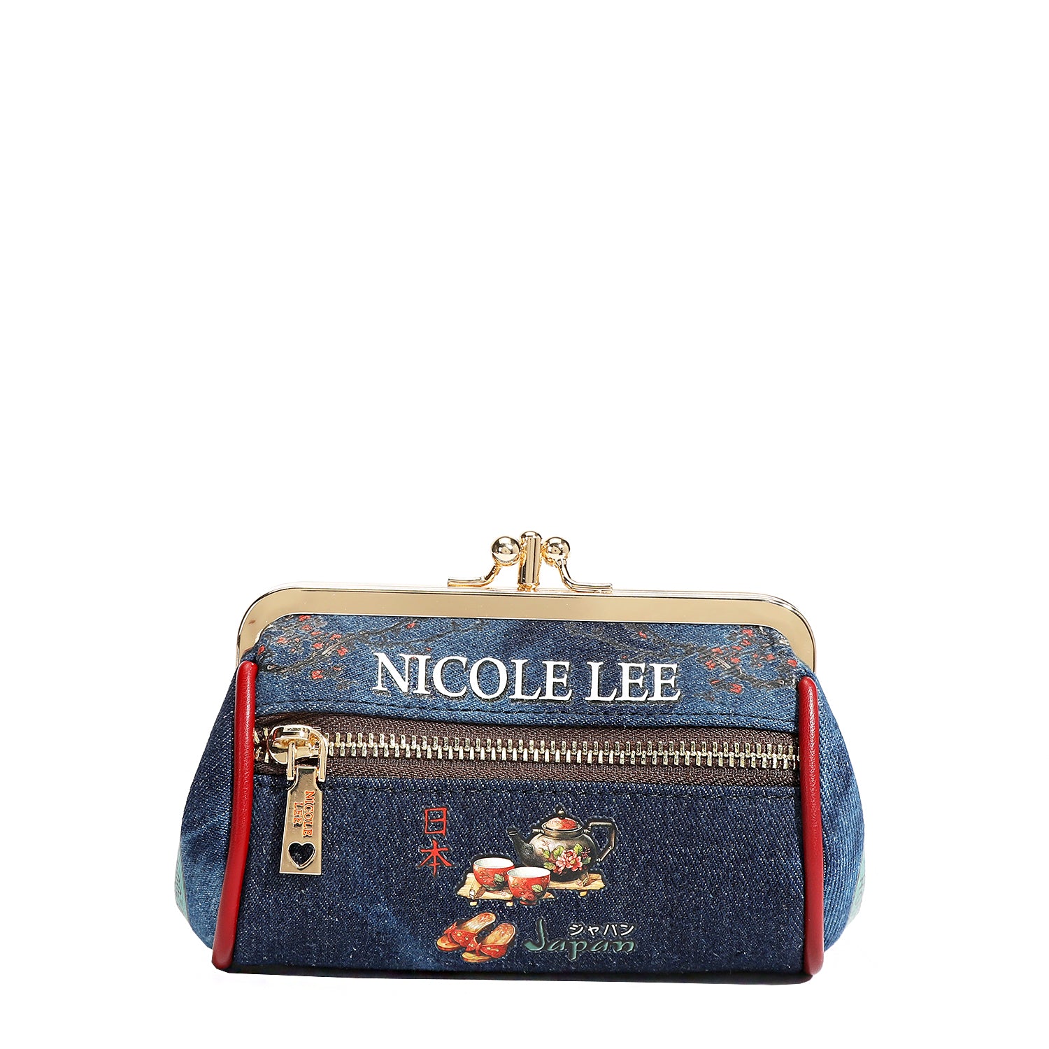 Denim Mini Kiss Lock Coin Purse Wristlet - Stylish Small Wallet for Women - Perfect for Parties, Shopping & Everyday Use